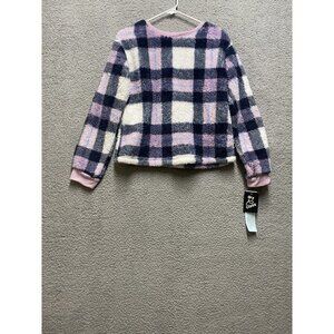 Art Class Girls Cozy  Sherpa Long Sleeve Pajama Top Blue Pink XL (14/16)
